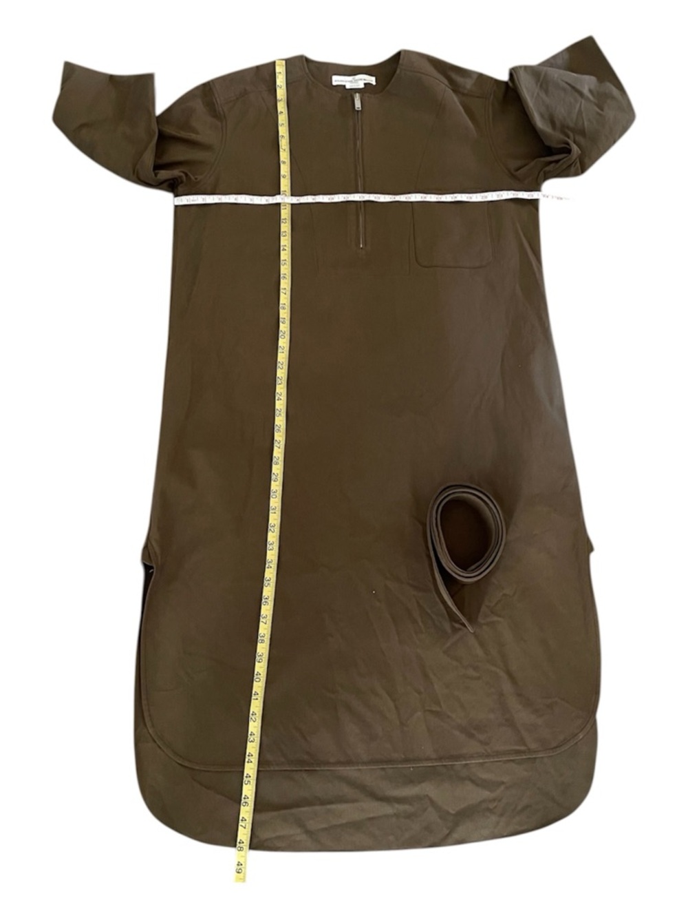 Golden Goose Olive Long-Sleeve Shirt Dress with Tie Belt - Picture 5 of 12